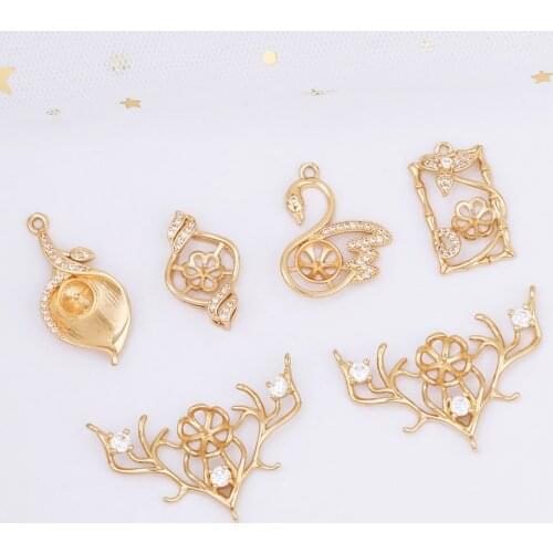 HAOSAW 4Pcs Jewelry Accessories/DIY Making/Hand Made/CZ Charms/Jewelry Findings/Blank Tray/Pendants For Earrings & Necklace