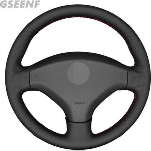 Car Steering Wheel Cover For Peugeot 3008 2015-2011 408 2014-2010 308 2013-2007 Black Hand-Stitched Artificial Leather