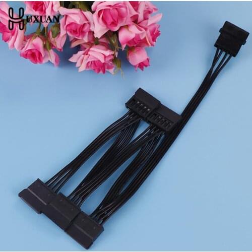 4Pin IDE Molex To 5-Port 15Pin SATA Power Cable Cord Lead 18AWG Wire For Hard Drive HDD SSD PC Server DIY Black Red Connector