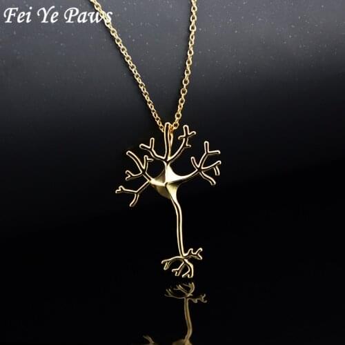 Fei Ye Paws Science Jewelry Neuron Brain Nerve Cell Pendant Necklace Colar long Necklaces For Women Christmas Gifts For Lover