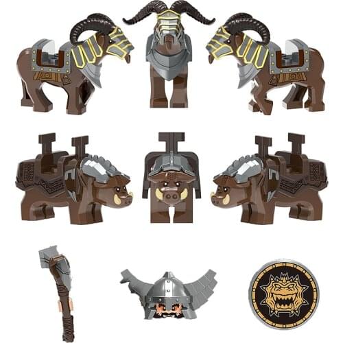 MOC City Medieval Animals Soldiers Dwarf Goat Wild Boar Sheep Building Blocks Knight Parts Accessories XINH 1535 1536 Kids Toys