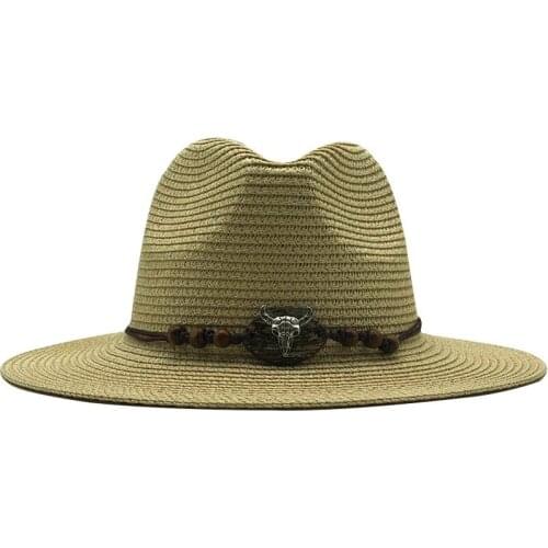 Hot Summer Straw Hat for Men Women Sun Beach Hat Men Jazz Panama Hats Fedora Wide Brim Sun Protection Cap with Leather Belt