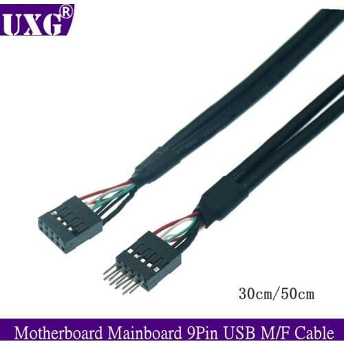Motherboard Mainboard 9Pin DuPont 2.54mm USB 2.0 Male to Female Extension Dupont Data Cable Cord Wire Line 30cm for PC DIY 0.3m