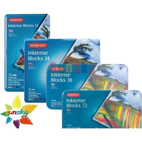 UK Derwent 12/24/36/72 chalk solid watercolor solid color Coloured chalk water soluble soft crayon tin box water-soluble block