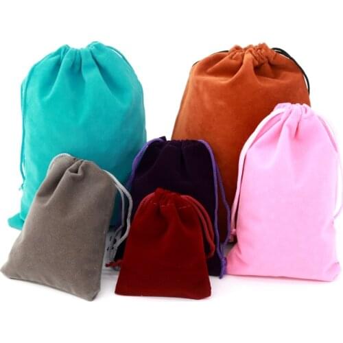 20pcs/lot 5x7 7x9cm 8x10cm 9x12cm Multi Velvet Pouches Jewelry Packaging Display Drawstring Wedding Gift Bags & Pouches