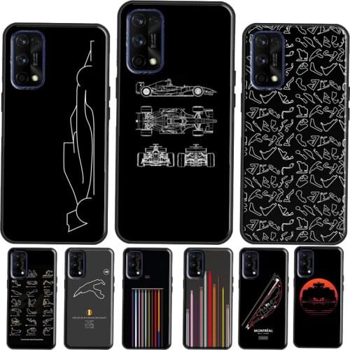 Minimalist F1 Circuit Phone Case For Realme 8 Pro 6 7 Q3 Pro C3 C21 GT Neo Cover For OnePlus 9 Pro 8 8T 9R Nord