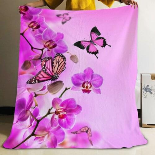Musife Custom Orchid Flower Flannel Blanket Design Your own Blanket Flannel Blankets for Sofa DIY Dropshipping