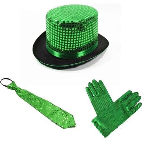 Man Women Party Sequins Hat Jazz Cap Dance Show Birthday Party Hats Cap Tie Bow Gloves Wedding Halloween Christmas Xmas