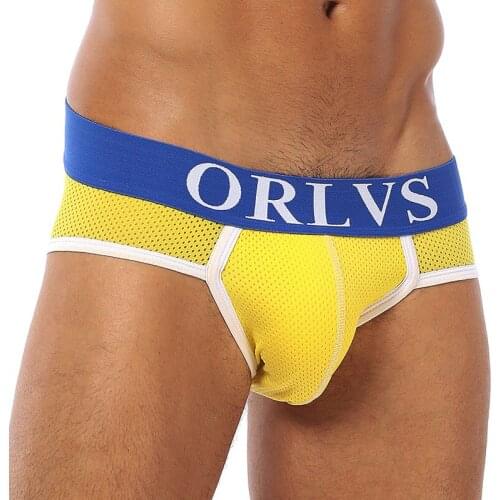 ORLVS Brand 50PC/LOT Wholesale Men Underwear Sexy Gay Briefs Nylon Male Panties Breathable Comfortable Underpants Quick Dry
