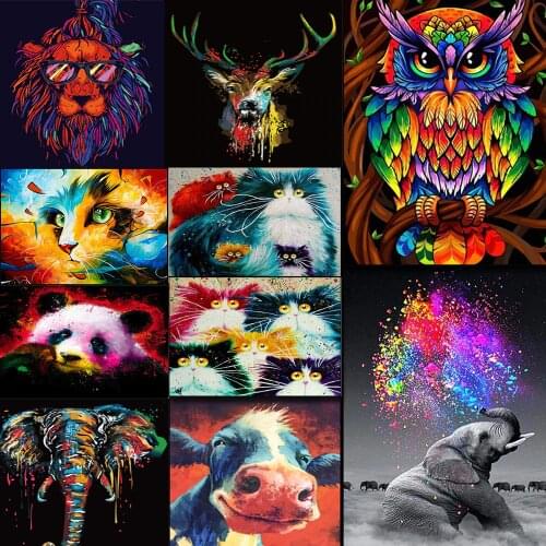 Kit DIY Painting Frame Diy Painting By Numbers Animals Colorful Owl Modern Wall Art Picture Acrylic Paint By Numbers For Gift