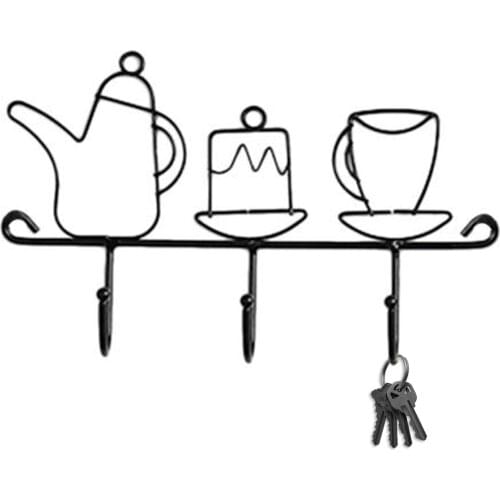 Retro Wall-mounted Keychain Wall Tea set Key Hook Fashion Durable Metal Clothes Hook Hanger For Hanging Clothes Keychains