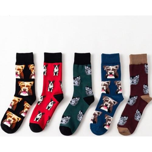 Men Socks Cartoon Dog Sausage Beagle Teckel Cute Happy Funny Skate Personality Harajuku Hip Hop Street Style Cotton Casual Socks