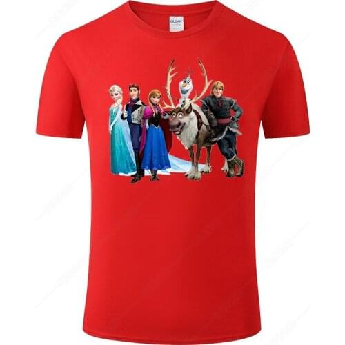 2021 New Summer Cotton Tee Frozen Print T Shirt Men Women Short Sleeve T-shirt Male Fashion Cool Streetwear Clothing J16