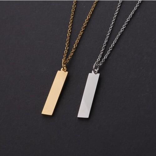 Fnixtar Mirror Polished Stainless Steel Geometric Rectangle Bar Necklaces Pendants DIY Customize Necklace Newest 5Piece/lot