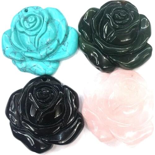 Natural Stone Pendants Plant Shape Crystal Agates Necklace Pendant for Jewelry Making Good Quality Size 35.5mmx38.5mm