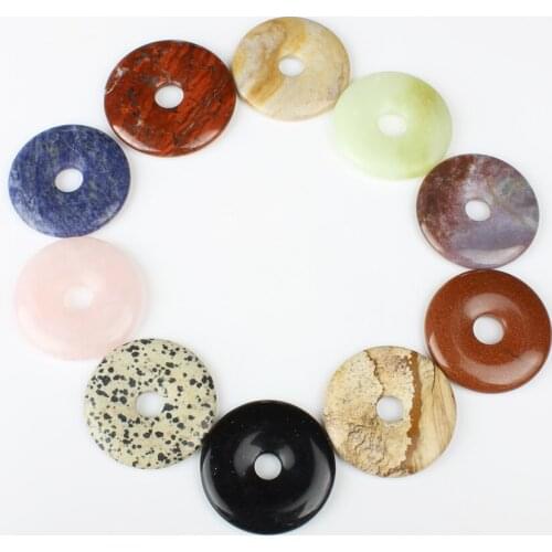 5pcs / bag natural stone 45 * 6mm color round hole pendant jewelry making DIY necklace bracelet earrings jewelry accessories
