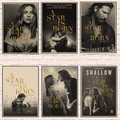 A Star Is Born Movie Posters Bradley Cooper Lady Gaga Poster Wall Art Picture Kraft Paper Posters Room Decor wall sticker