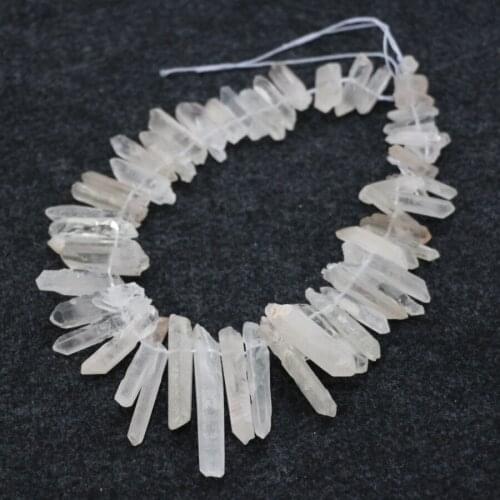 Approx 52pcs/strand, Raw White Crystals, Rock Crystal Quartz Points Pendant Beads Graduated Jewelry Making Beads 8-12x12-35mm