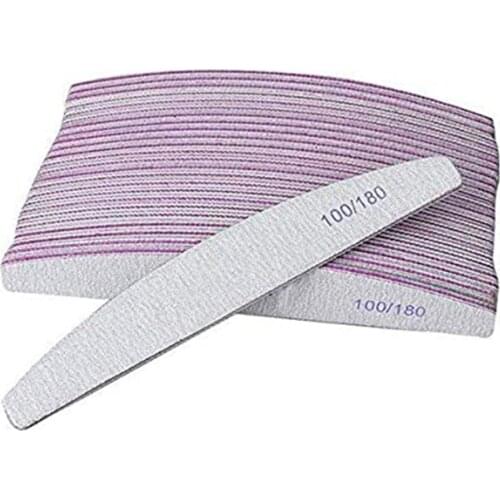 Set Of 10 Nail Files For Nail Art Grain 100/180 For Polishing Acrylic Manicure For Use At Home And In Salon