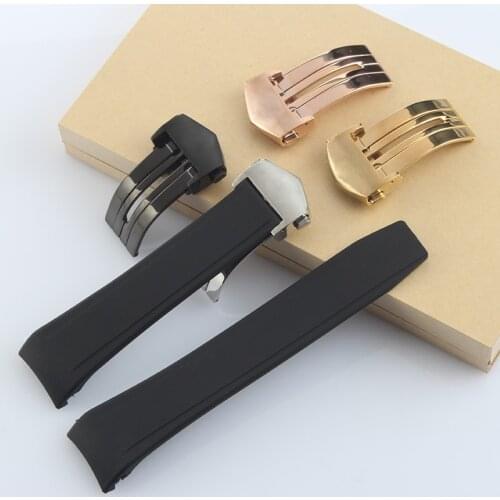 Curved end 22mm Sport Rubber Watchband For TAG HEUER CARRERA Aquaracer Soft Black Waterproof Watch Strap Stock Free shipping