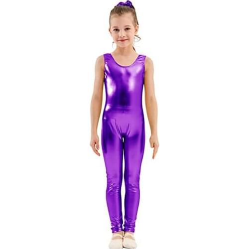 Speerise Children Tank Shiny Metallic Unitards Ballet Costume Nylon Spandex Long Girls Bodysuit Dance Wear Unitard