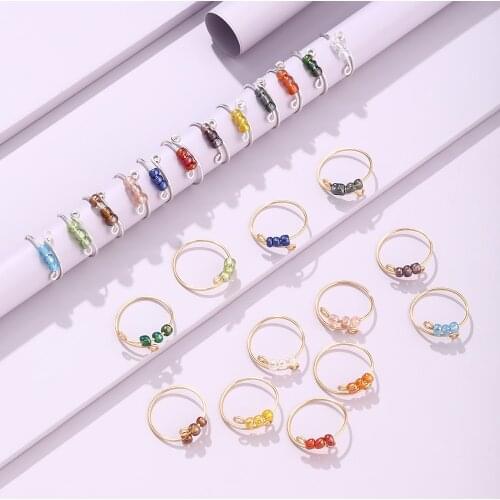 Lost Lady Simple Style Fashion INS Ring Romantic Cute Lady Opening Adjustable Beaded Ring Alloy Jewelry Wholesale Direct Sales