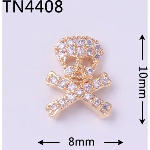 10pcs/lot TN4408 Halloween Skull Zircon Nail Art Crystals Rhinestones jewelry supplies nails accessories decorations charms