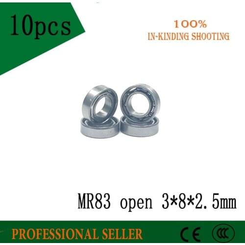 10pcs mr83zz OPEN MINI ball bearing 3*8*3 mr83 open ball bearing open size 3x8x3mm