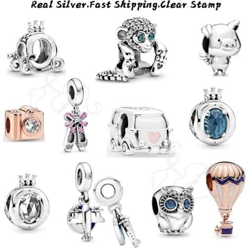 100% Real 925 Silver Beads Mickey Charms Camera Pig Jewelry Fits Orginal Bracelets Necklaces Bangles Fashion Women Gifts