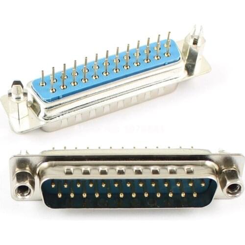 100pcs D-SUB 25 Pin Male Straight Round Pin Adapter Connector Socket 2 Rows