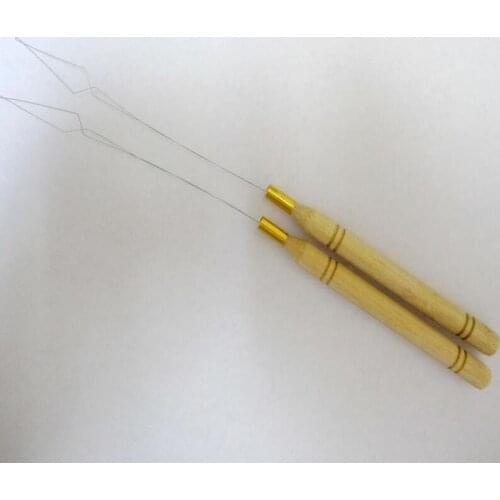 12pcs/Lot ,nano beads Wooden Handle Pulling Loop Needle Hair Extensions,Hair Extension Tools