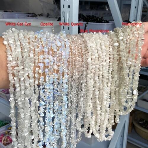 5-8mm Natural Blue Moonstone Beads White Cat Eye Crystals Opal Gems Stone Beads ForJewelry Making Necklace Bracekets Rings DIY