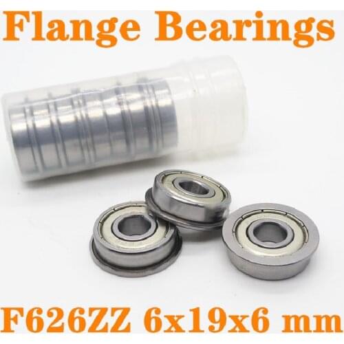 50Pcs F626ZZ 6x19x6 mm Flange Bearings Deep Groove Ball Bearing High Quality F626