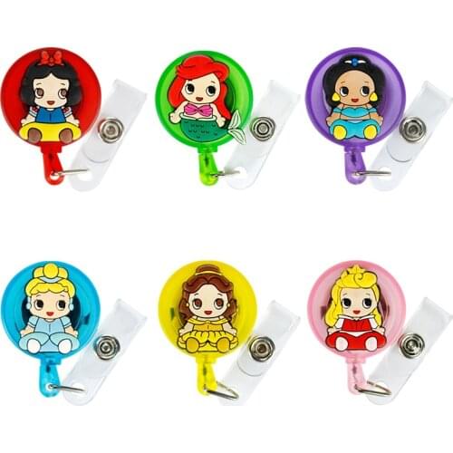 50pcs/lot Disney Retractable Badge Holder Cartoon ID Name Card Lanyard Key Chain Nurse Chest Card Holder Creative Phone Lanyard