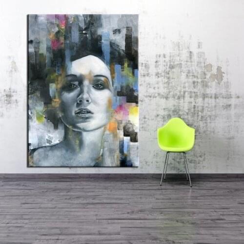 Abstract Handmade Modern oil paintings Art Wall Pictures for Home Decor Pretty Girl sexy face Oil Paintings on Canvas Best Gift