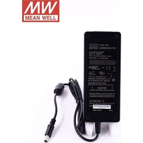 MEAN WELL GSM90A48-P1M 90W 1.87A 48V Medical Adapter Level VI 110V/220VAC to 48V DC Meanwell Adaptor Power Supply 2.5*5.5DC Plug