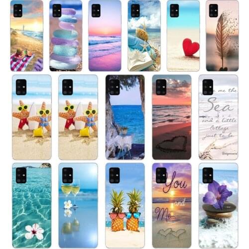 71 summer Beach Scene at Sunset on sea Palm Soft Silicone Tpu Cover phone Case for Samsung Galaxy A31 A41 A51 A71 A40 2019 Case