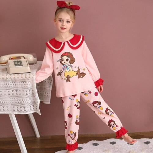 Kids Girl Pajamas Set Cartoon Snow White Girls' Nightgown Cotton Spring Autumn Toddler Homewear Lovely Childrens Pajamas Set
