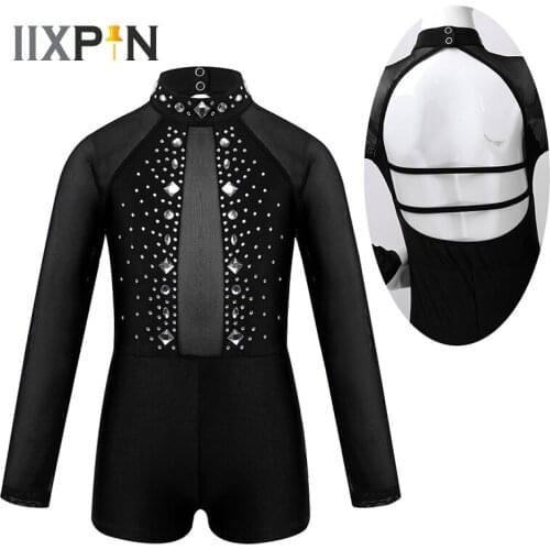 Kids Biketard Dance Gymnastics Leotards For Girls Ballet Stage Performance Dance Costume Children Long Sleeves Ballet Dancewear