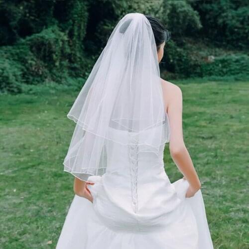 White Ivory Wedding veil With Comb Two Layers Tulle Welon Wedding Accessories Short Bridal Veil Voile Mariage Velo Novia