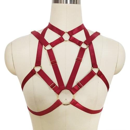 Fetish Tops Harness Strappy Bralette Cupless Top Gothic Body Harness Lingerie Plus Size Belt Elastic Fashion Women Festival Rave