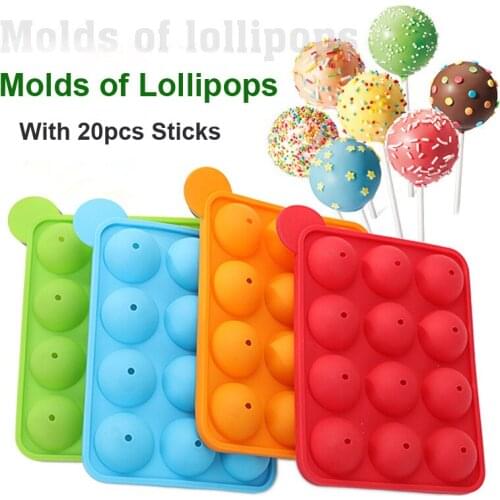 1PC Round Shape Lollipop Pop 12 Holes Mould Silicone Party Cake Cookie Candy Chocolate Maker Baking Tool Tray