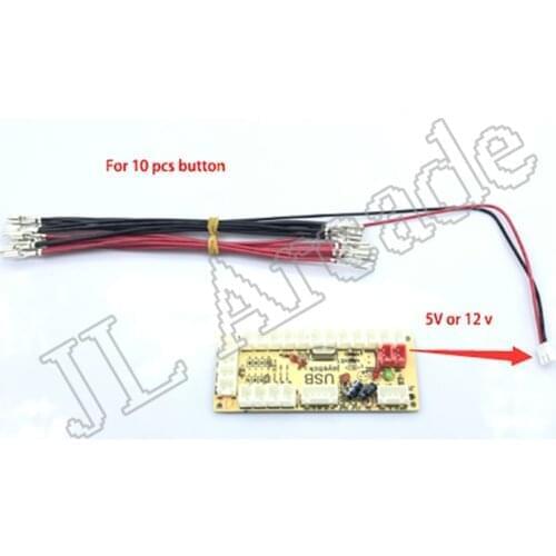 JL Arcade LED push button cable 5V/ 12v led lamp cable 2.8mm & 6.3mm terminal and 2Pin wire harness