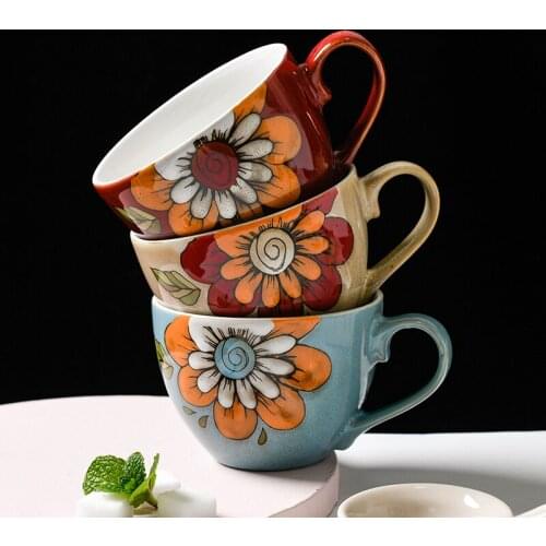 Handmade Simple Coffee Mugs Ceramic Large Capacity Breakfast Cup Milk Water Afternoon Tea Cups Couple Coffee Cup Tazas Para Cafe