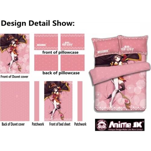 Anime Megumin Bedding Sets Kono Subarashii Sekai ni Shukufuku wo! Comforter Set Bed Flat Sheet Quilt Cover Pillowcase