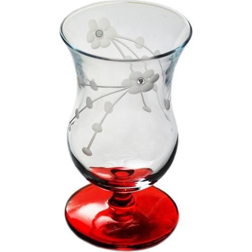 Spike Cypress Gemstone Kırmzı Colorful Tea and Coffee Cup 4 PCs Ice Cream Cup Leg Bar Glasses Meşrubat Cocktail Cup