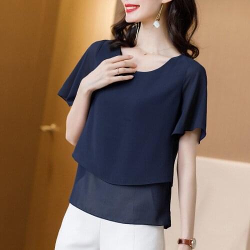 Fashion Korean style Women Chiffon Shirt Plus size M-7XL 8XL office lady chiffon Blouse candy color black red blue elegant tops