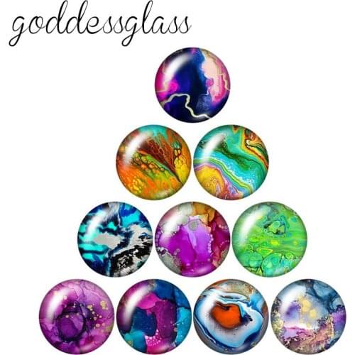 Fashion Gradient Colorful stream 10pcs 12mm/18mm/20mm/25mm Round photo glass cabochon demo flat back Making findings ZB0992