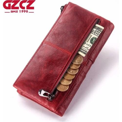 Genuine Leather Fashion Women Wallet Multi-pocket Women Wallets Female Purses Cell phone Clutch vallet portefeuille femme 2019