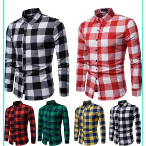 New 2020 Plaid Shirt New Autumn Winter Flannel Red Checkered Shirt Men Shirts Long Sleeve Chemise Homme Cotton Male Check Shirts